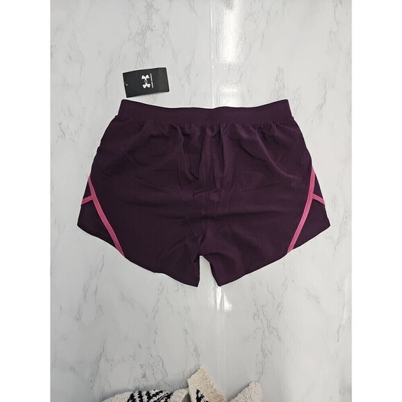 New Under Armour UA Women's Fly-By 2.0 Training Shorts, Dark Purple, Size XS - Picture 4 of 6